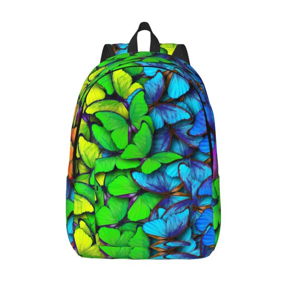 Defioc Multicolored Butterflies for Canvas Backpack,Travel Rucksack Unisex Knapsack Laptop Backpack for Work & College -Medium
