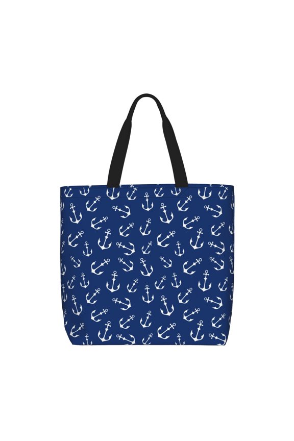 Nautical Anchors Pattern Tote Bag for Women,Large Capacity Tote Bag with Zipper Casual Shoulder Handbags Shopping Bag