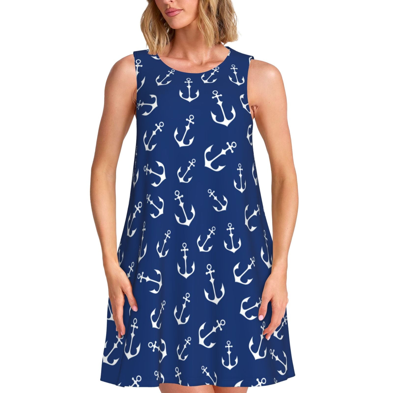 ladies anchor dress KJP Women's Cape Anchor Embroidered Belted Dress in Navy Blue S