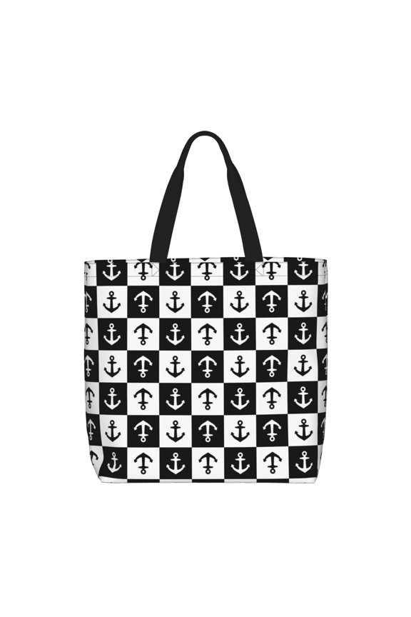 Nautical Anchors1 Pattern Tote Bag for Women,Large Capacity Tote Bag with Zipper Casual Shoulder Handbags Shopping Bag