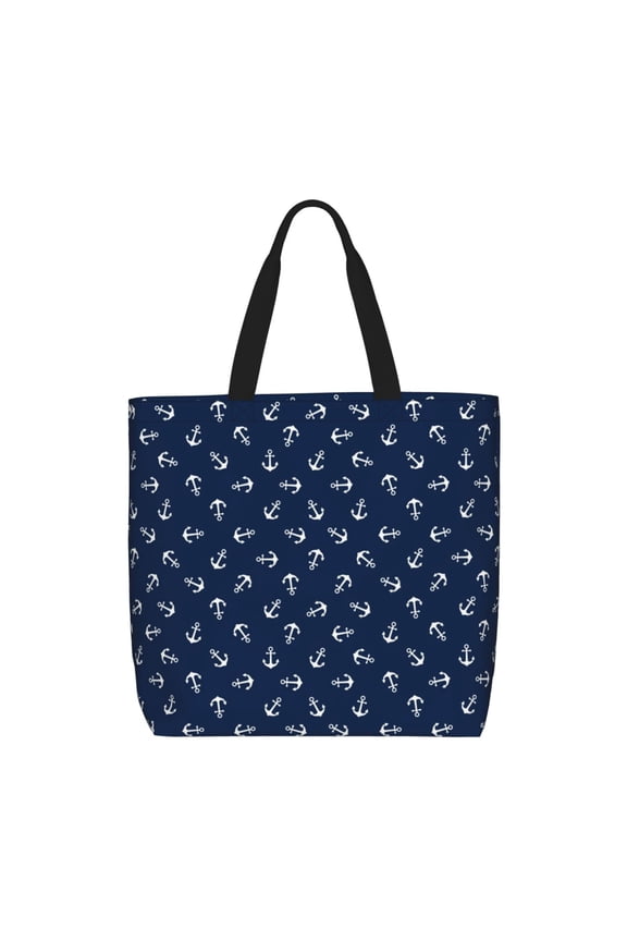 Nautical Themed Simple Anchors Pattern Tote Bag for Women,Large Capacity Tote Bag with Zipper Casual Shoulder Handbags Shopping Bag