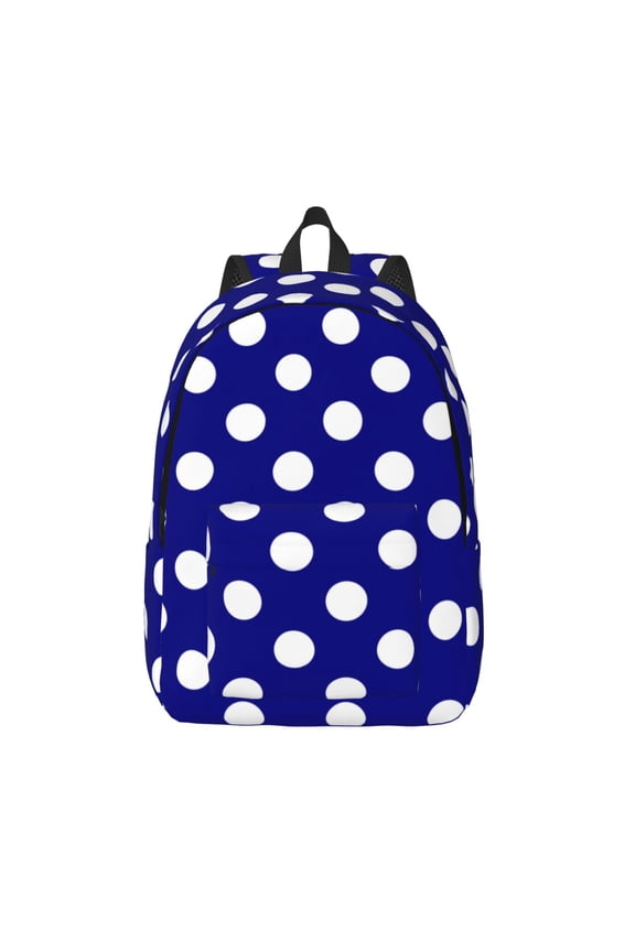 Navy And White Polka Dot for Canvas Backpack,Travel Rucksack Unisex Knapsack Laptop Backpack for Work & College -Medium