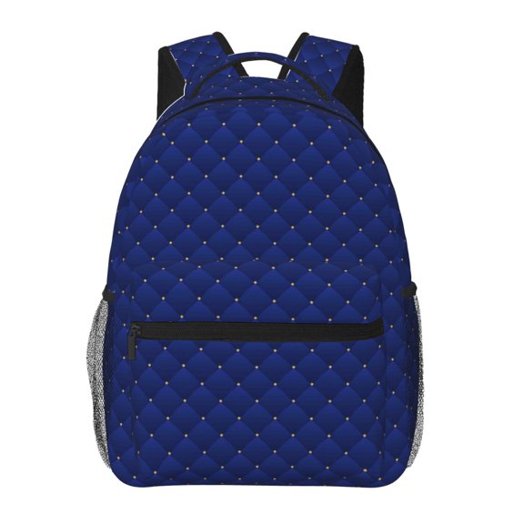 Defioc Navy Blue Pattern Laptop Backpack,Travel Backpack Outdoor Activities Bag Daypack for Travel Hiking Shopping Daily