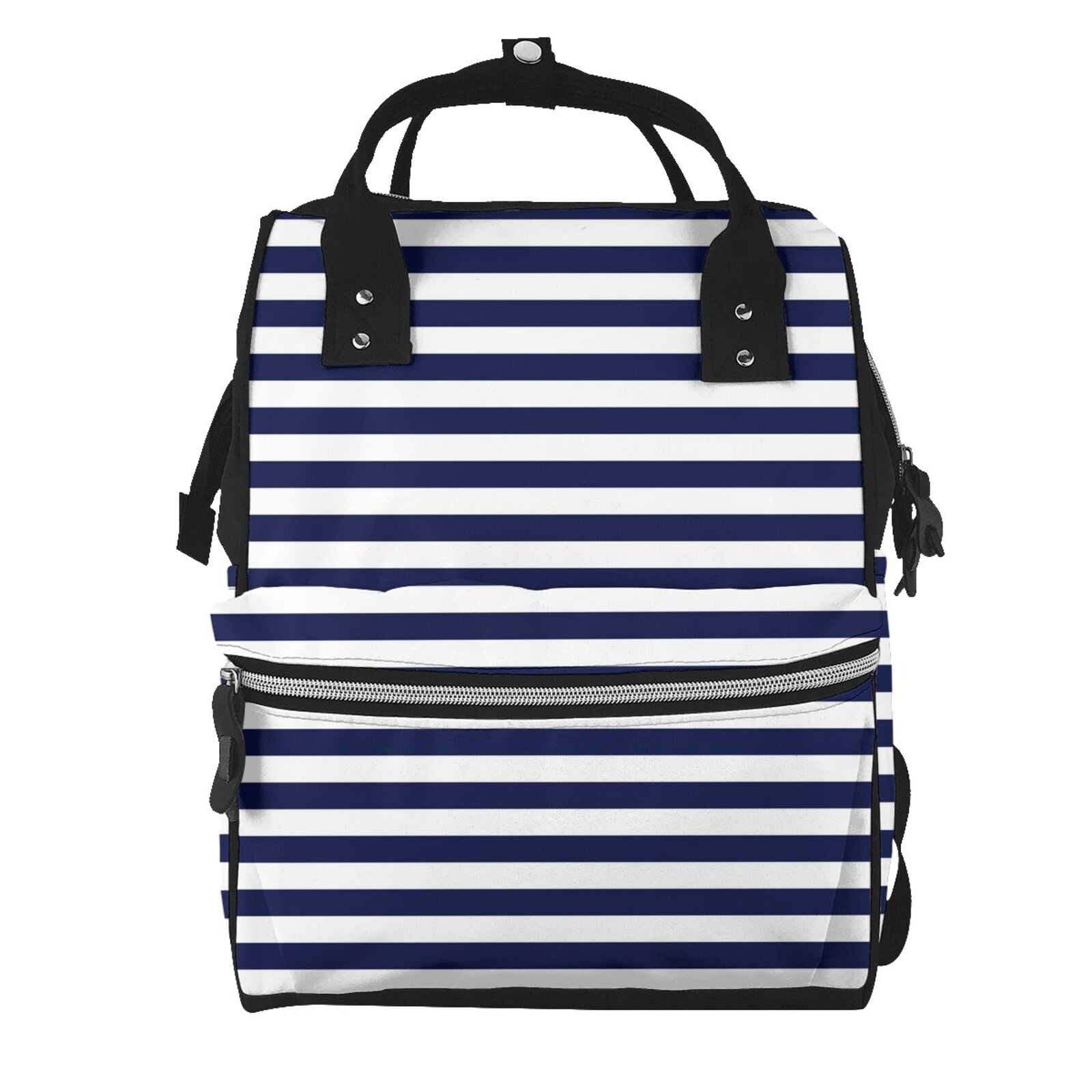 Defioc Navy Blue And White Stripes for Baby Diaper Bag Backpack