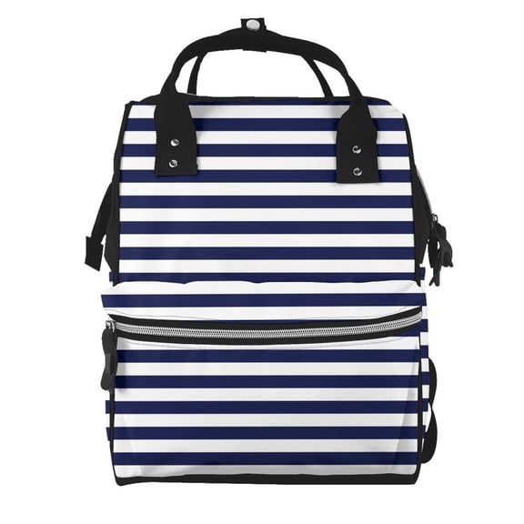 Defioc Navy Blue And White Stripes for Baby Diaper Bag Backpack - Baby Bag for Boys & Girls - Diaper Backpack - Large Travel Diaper Bags- Baby Registry Search & Shower Gifts