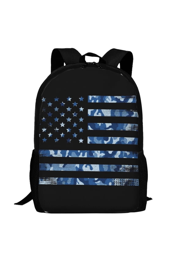 Navy Camouflage American Flag Pattern Carry on Backpack,16.5x12.5x5.5 Personal Item Bag Carry On Backpack Water Resistant Lightweight Daypack