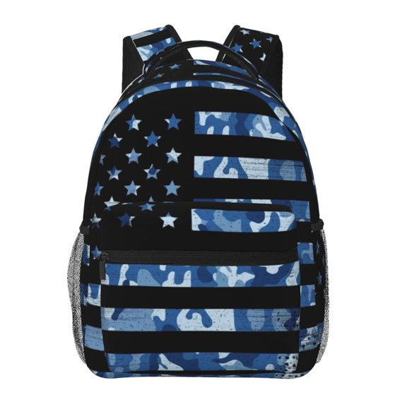 Defioc Navy Camouflage American Flag Pattern Laptop Backpack,Travel Backpack Outdoor Activities Bag Daypack for Travel Hiking Shopping Daily