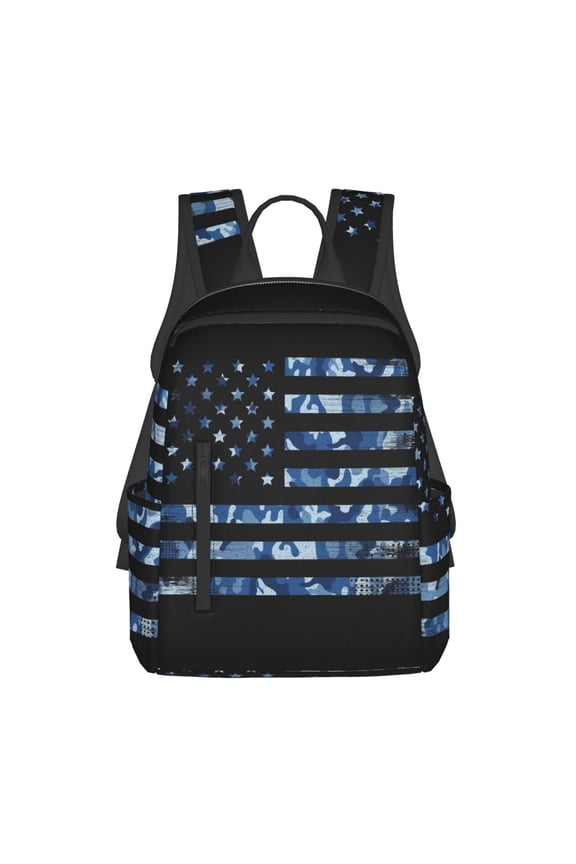 Navy Camouflage American Flag Pattern Travel Laptop Backpack,Lightweight Backpack Travel Hiking Daypack Backpack Work Bag for Men Women