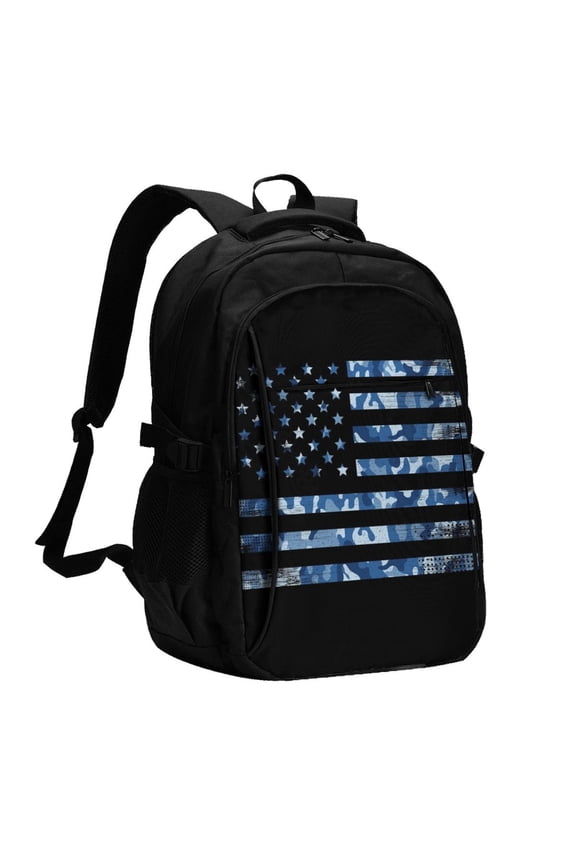 Navy Camouflage American Flag for Travel Backpack for Women,15.6 inch Laptop Backpack Carry On Backpack Personal Item Travel Bag Daypack for School Weekender Business Trip