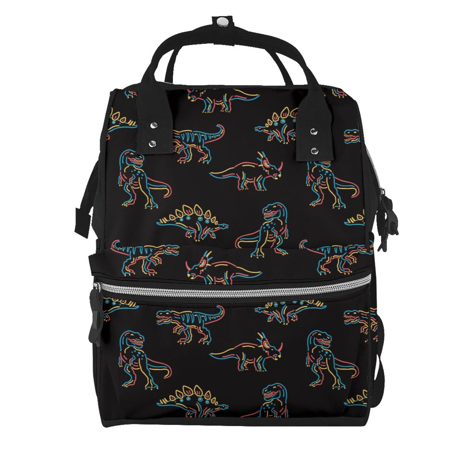 Defioc Neon Dinosaur for Baby Diaper Bag Backpack - Baby Bag for Boys & Girls - Diaper Backpack - Large Travel Diaper Bags- Baby Registry Search & Shower Gifts