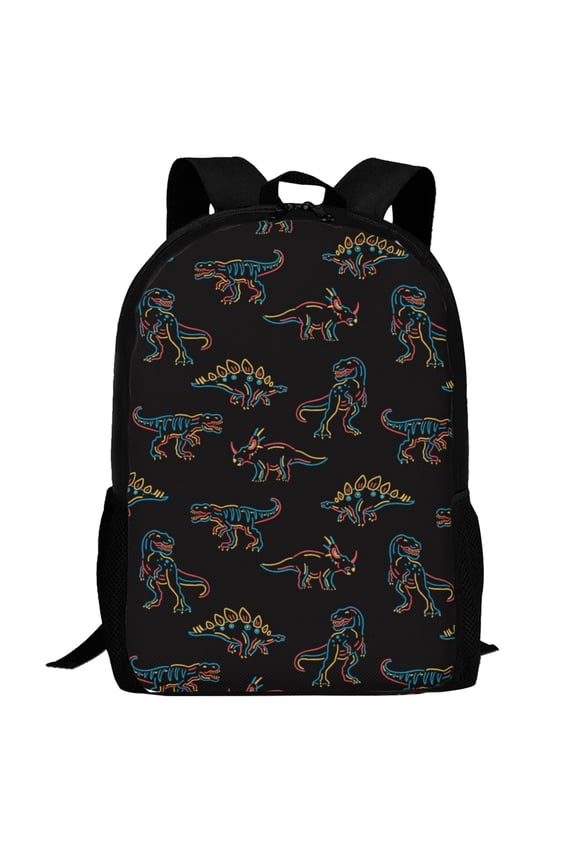 Neon Dinosaur Pattern Carry on Backpack,16.5x12.5x5.5 Personal Item Bag Carry On Backpack Water Resistant Lightweight Daypack