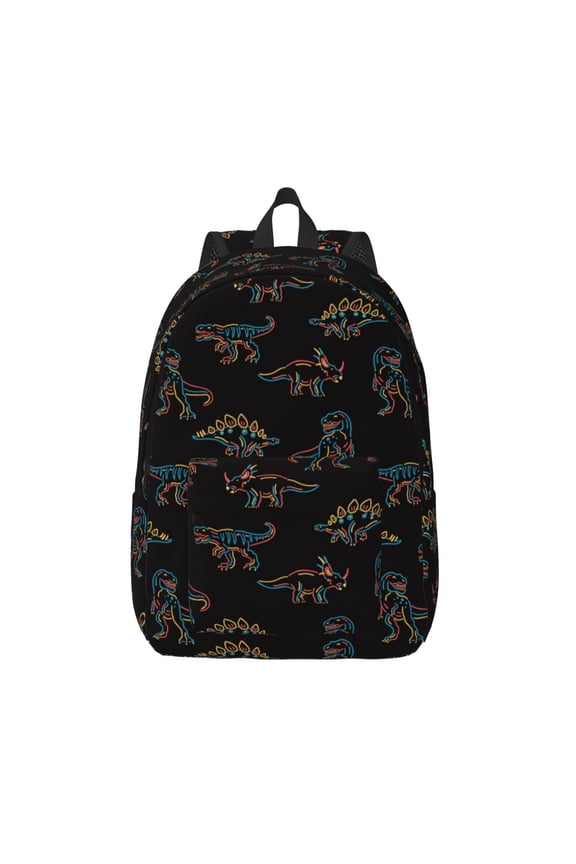 Neon Dinosaur for Canvas Backpack,Travel Rucksack Unisex Knapsack Laptop Backpack for Work & College -Small