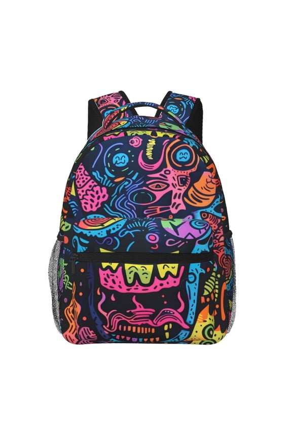 Neon Graffiti Urban Art Pattern Laptop Backpack,Travel Backpack Outdoor Activities Bag Daypack for Travel Hiking Shopping Daily
