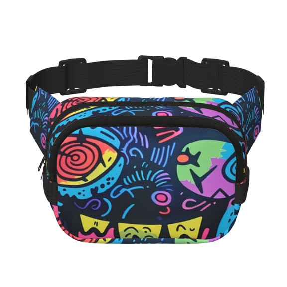 Defioc Neon Graffiti Urban Art Print Belt Bag,Fanny Pack Crossbody Bags for Women & Men Fashion Waist Packs Everywhere Belt Bag