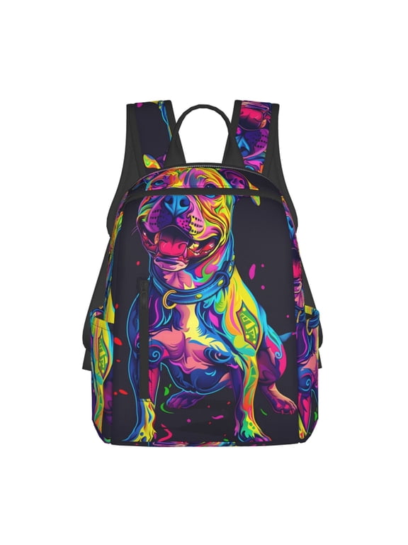 Neon Pop Art Pitbull Pattern Travel Laptop Backpack,Lightweight Backpack Travel Hiking Daypack Backpack Work Bag for Men Women