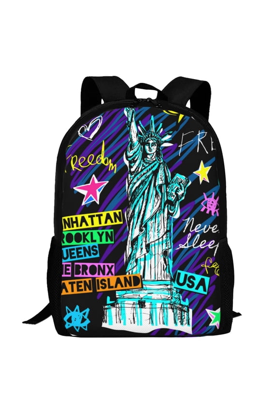 New York City Pattern Carry on Backpack,16.5x12.5x5.5 Personal Item Bag Carry On Backpack Water Resistant Lightweight Daypack