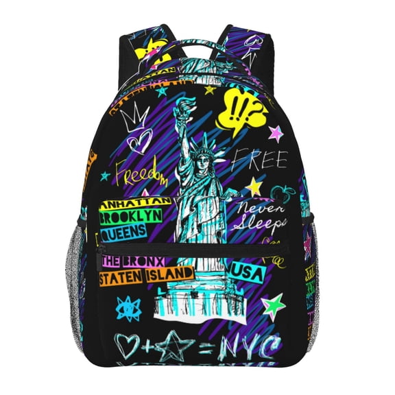 Defioc New York City Pattern Laptop Backpack,Travel Backpack Outdoor Activities Bag Daypack for Travel Hiking Shopping Daily