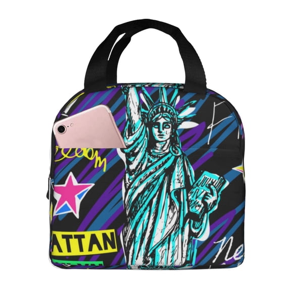 Defioc New York City Print Lunch Box,Lunch Bag for Women Men Reusable Insulated Lunch Tote for Work/Office/Picnic/Travel
