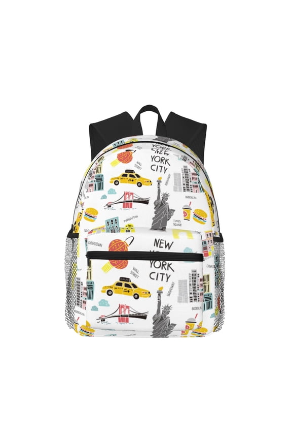 New York Pattern Laptop Backpack for Men and Women,Casual Backpack Dayback Sports Bookbag for Travel Running Hiking