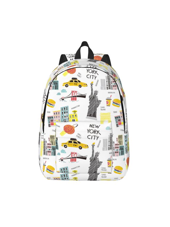 New York for Canvas Backpack,Travel Rucksack Unisex Knapsack Laptop Backpack for Work & College -Medium