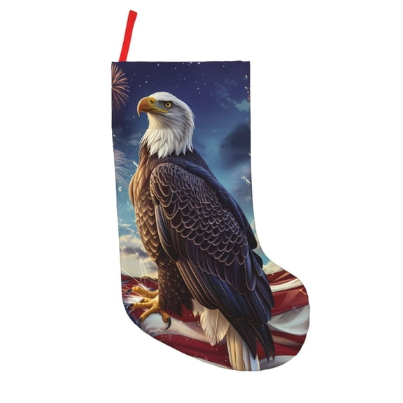 Defioc Night Sky Bald Eagle for Christmas Stockings 18" Personalized Holiday Stocking for Family, Farmhouse Decor, Xmas Tree Decoration, 1 Pack