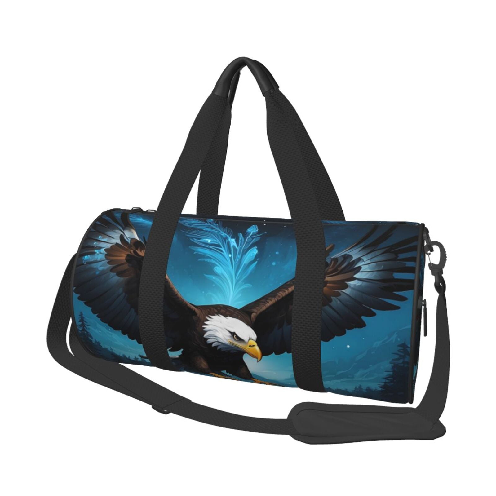 Defioc Night Sky Forest Bald Eagle for Travel Duffle Bag,Weekender Bag Carry On Tote Bags Hospital Bag Large Capacity Sport Gym Bag for Men Women Fit for Trave, Gym,Weekend