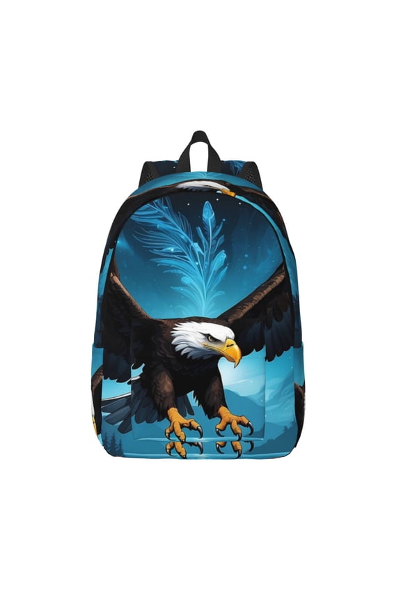 Night Sky Forest Bald Eagle for Canvas Backpack,Travel Rucksack Unisex Knapsack Laptop Backpack for Work & College -Medium