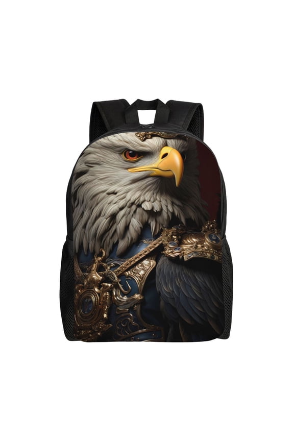 Noble Style Bald Eagle Print Backpack -Travel,or Work Bookbag Daypacks with 15-Inch Laptop Sleeve and Dual Water Bottle Pockets