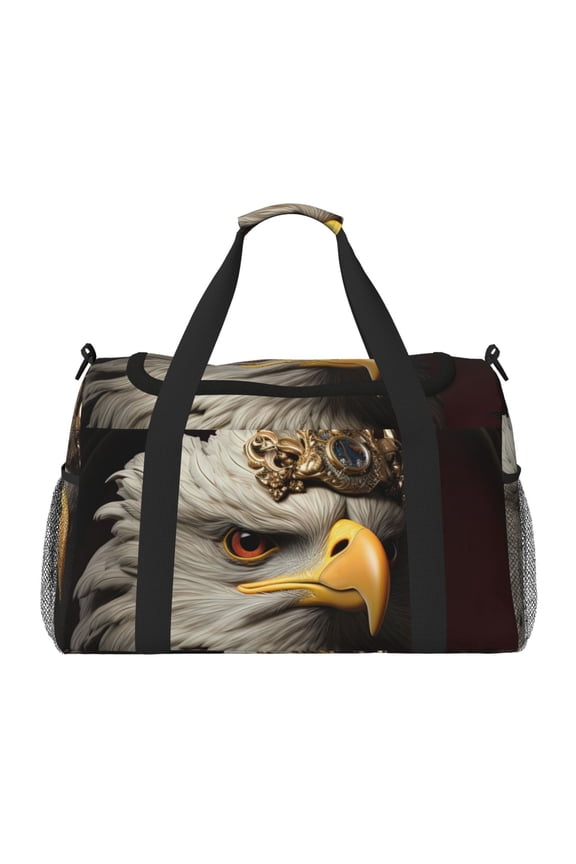 Noble Style Bald Eagle Print Hand Travel Bag - Foldable Travel Duffel Bags for Men Women -Sport Gym Bag - Overnight Travel Duffel Bag - Adjustable Shoulder Strap