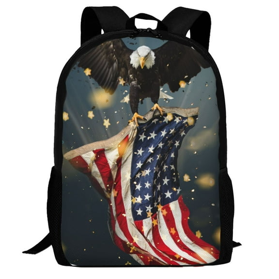 Defioc North American Bald Eagle1 Pattern Carry on Backpack,16.5x12.5x5.5 Personal Item Bag Carry On Backpack Water Resistant Lightweight Daypack