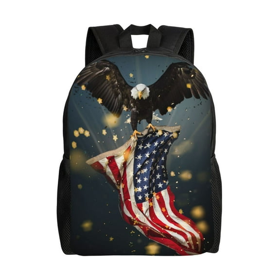 Defioc North American Bald Eagle1 Print Backpack -Travel,or Work Bookbag Daypacks with 15-Inch Laptop Sleeve and Dual Water Bottle Pockets
