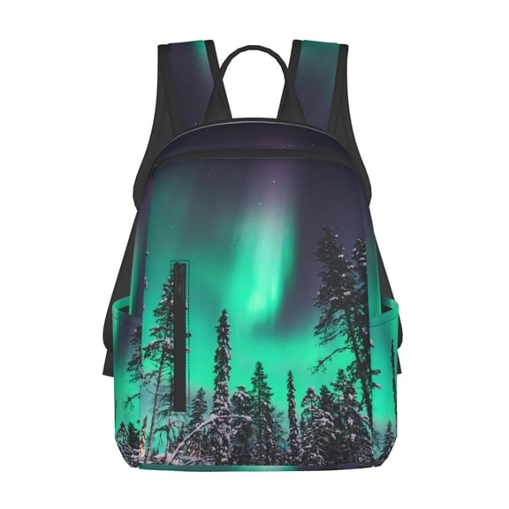 Defioc Northern Lights 2 Pattern Travel Laptop Backpack,Lightweight Backpack Travel Hiking Daypack Backpack Work Bag for Men Women