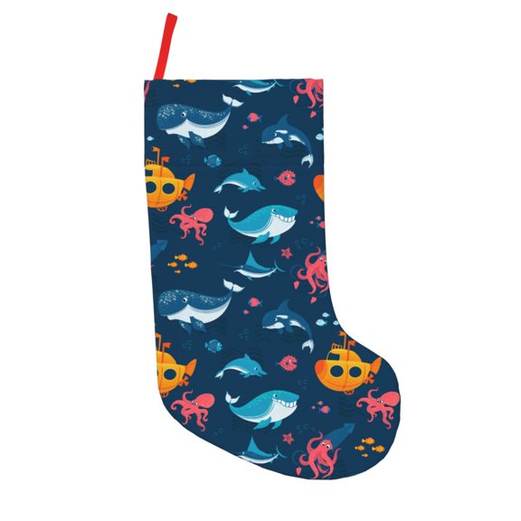 Defioc Ocean Floor Animals for Christmas Stockings 18" Personalized Holiday Stocking for Family, Farmhouse Decor, Xmas Tree Decoration, 1 Pack