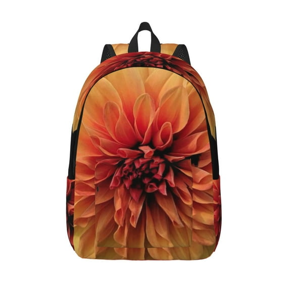 Defioc Orange Dalia for Canvas Backpack,Travel Rucksack Unisex Knapsack Laptop Backpack for Work & College -Medium