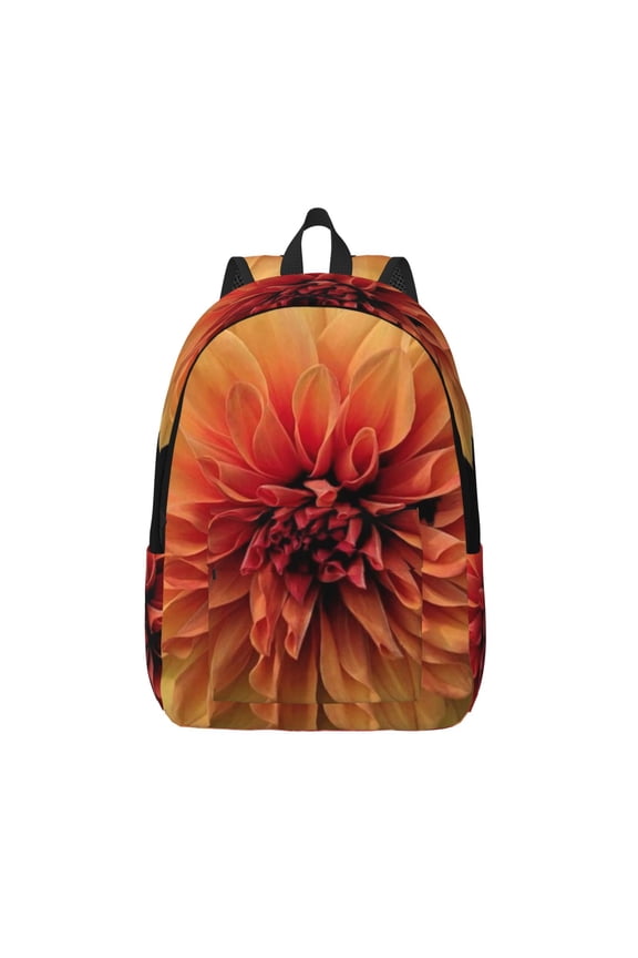 Orange Dalia for Canvas Backpack,Travel Rucksack Unisex Knapsack Laptop Backpack for Work & College -Medium