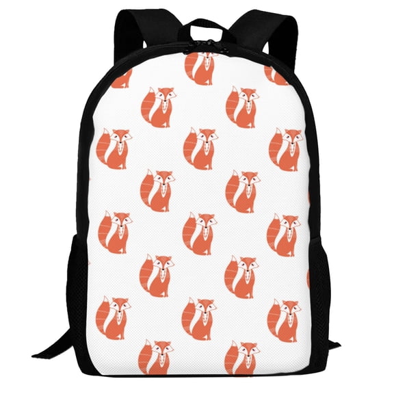 Defioc Orange Fox Pattern Carry on Backpack,16.5x12.5x5.5 Personal Item Bag Carry On Backpack Water Resistant Lightweight Daypack