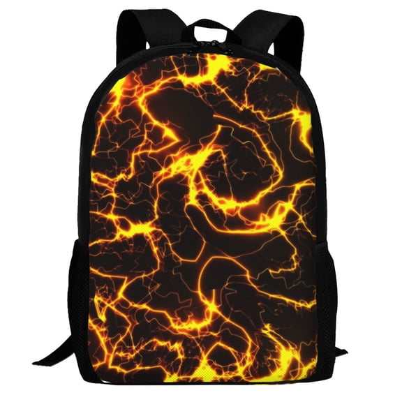 Defioc Orange Lightning Pattern Carry on Backpack,16.5x12.5x5.5 Personal Item Bag Carry On Backpack Water Resistant Lightweight Daypack