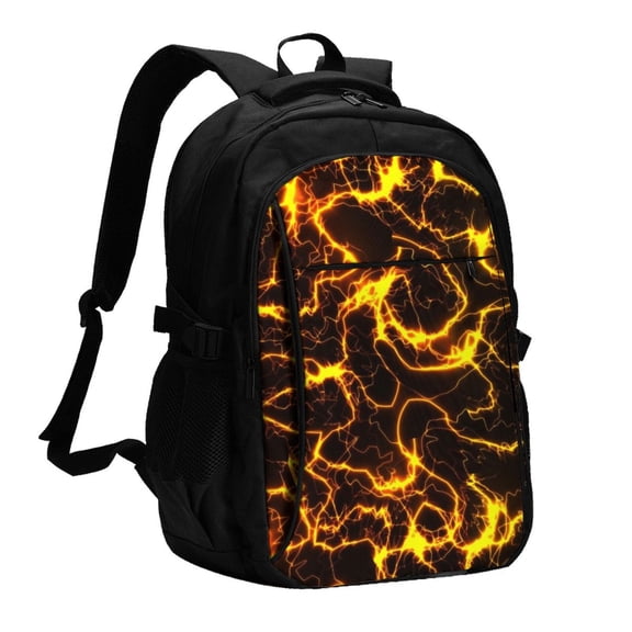 Defioc Orange Lightning for Travel Backpack for Women,15.6 inch Laptop Backpack Carry On Backpack Personal Item Travel Bag Daypack for School Weekender Business Trip