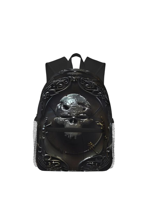Ornate Dark Skull Book Pattern Laptop Backpack for Men and Women,Casual Backpack Dayback Sports Bookbag for Travel Running Hiking