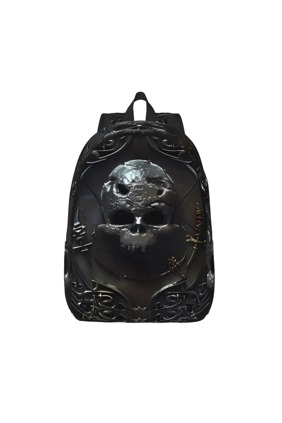 Ornate Dark Skull Book for Canvas Backpack,Travel Rucksack Unisex Knapsack Laptop Backpack for Work & College -Medium