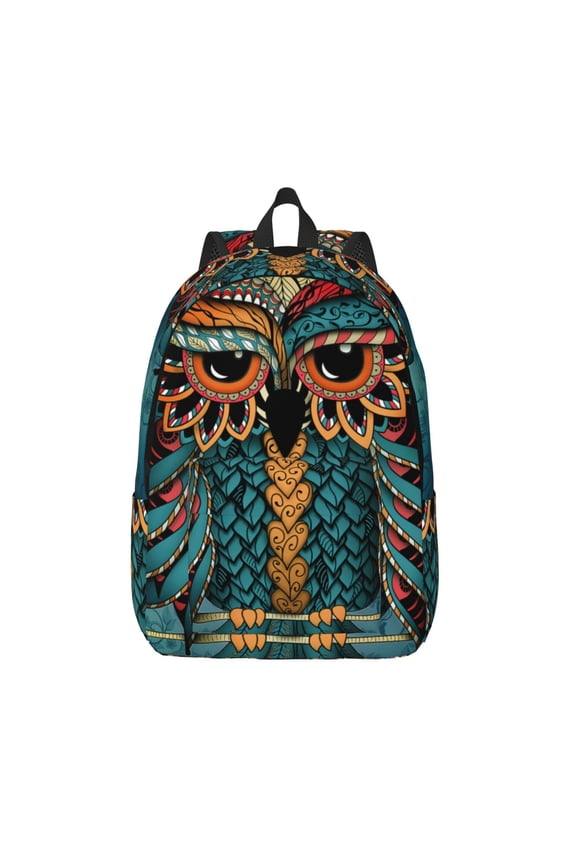 Owl In Blue for Canvas Backpack,Travel Rucksack Unisex Knapsack Laptop Backpack for Work & College -Medium