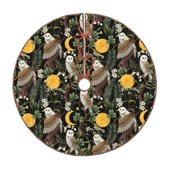 Defioc Owls And Plants for Christmas Tree Skirt Snowman Xmas Tree Skirt Farmhouse Christmas Decorations Tree Mat for Holiday Party Decor-36"
