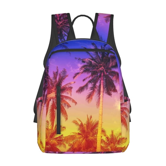 Defioc Palm Trees at Sunset Pattern Travel Laptop Backpack,Lightweight Backpack Travel Hiking Daypack Backpack Work Bag for Men Women