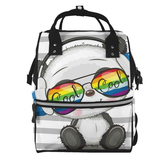 Defioc Panda with Sun glasses for Baby Diaper Bag Backpack - Baby Bag for Boys & Girls - Diaper Backpack - Large Travel Diaper Bags- Baby Registry Search & Shower Gifts