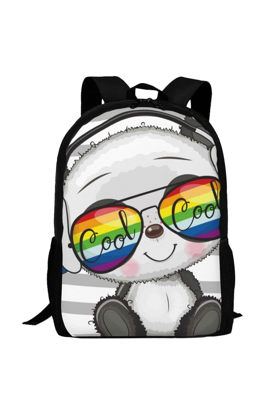 Panda with Sun glasses Pattern Carry on Backpack,16.5x12.5x5.5 Personal Item Bag Carry On Backpack Water Resistant Lightweight Daypack