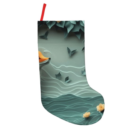 Defioc Paper Fox Crow Fantasy for Christmas Stockings 18" Personalized Holiday Stocking for Family, Farmhouse Decor, Xmas Tree Decoration, 1 Pack