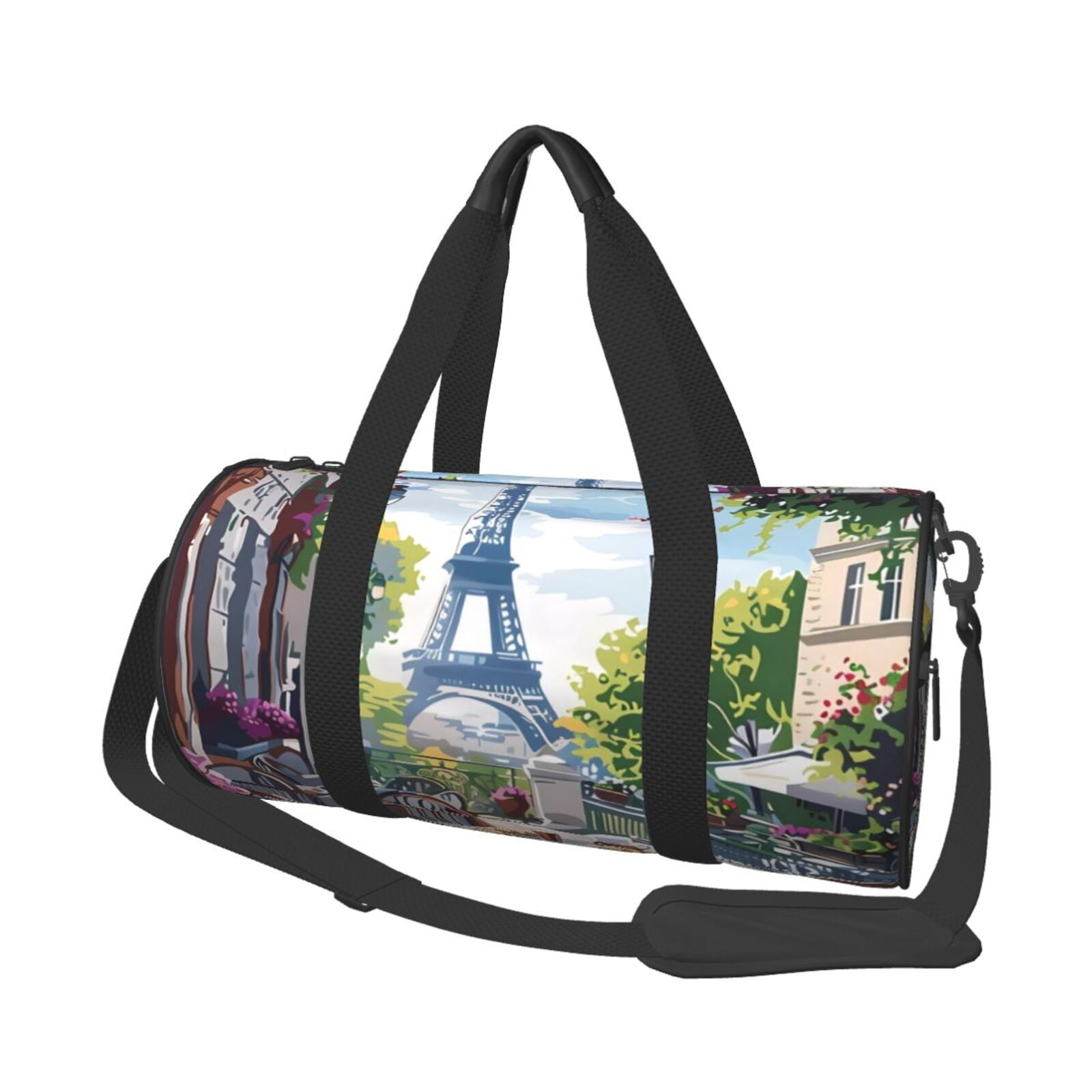 Defioc Parisian Cafe With Eiffel for Travel Duffle Bag,Weekender Bag Carry On Tote Bags Hospital Bag Large Capacity Sport Gym Bag for Men Women Fit for Trave, Gym,Weekend