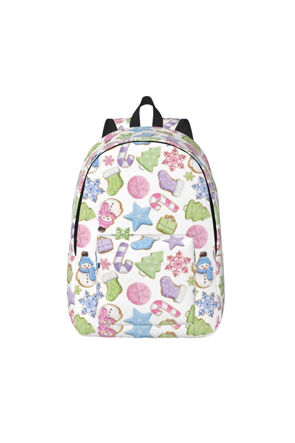 Pastel Christmas Cookies for Canvas Backpack,Travel Rucksack Unisex Knapsack Laptop Backpack for Work & College -Small