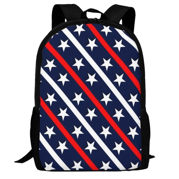 Defioc Patriotic Star Pattern Carry on Backpack,16.5x12.5x5.5 Personal Item Bag Carry On Backpack Water Resistant Lightweight Daypack
