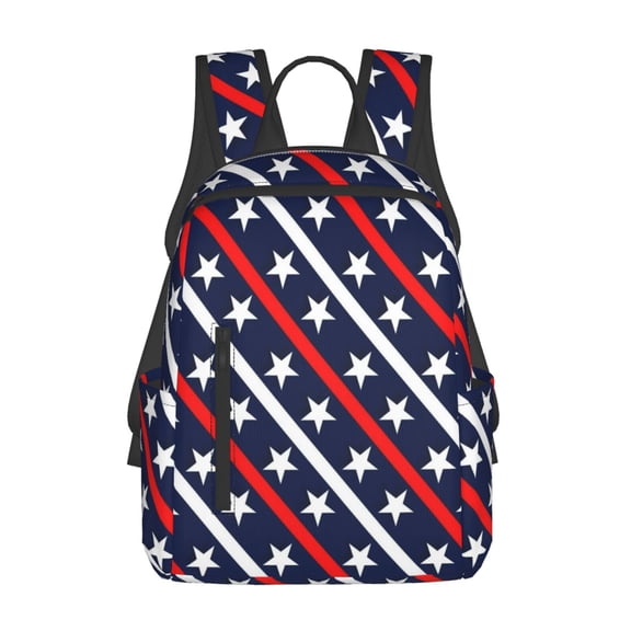 Defioc Patriotic Star Pattern Travel Laptop Backpack,Lightweight Backpack Travel Hiking Daypack Backpack Work Bag for Men Women